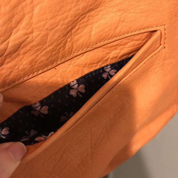 LUCKY BRAND Orange Soft Leather Large Tote Purse Double Handle Satchel H… - Picture 14 of 16